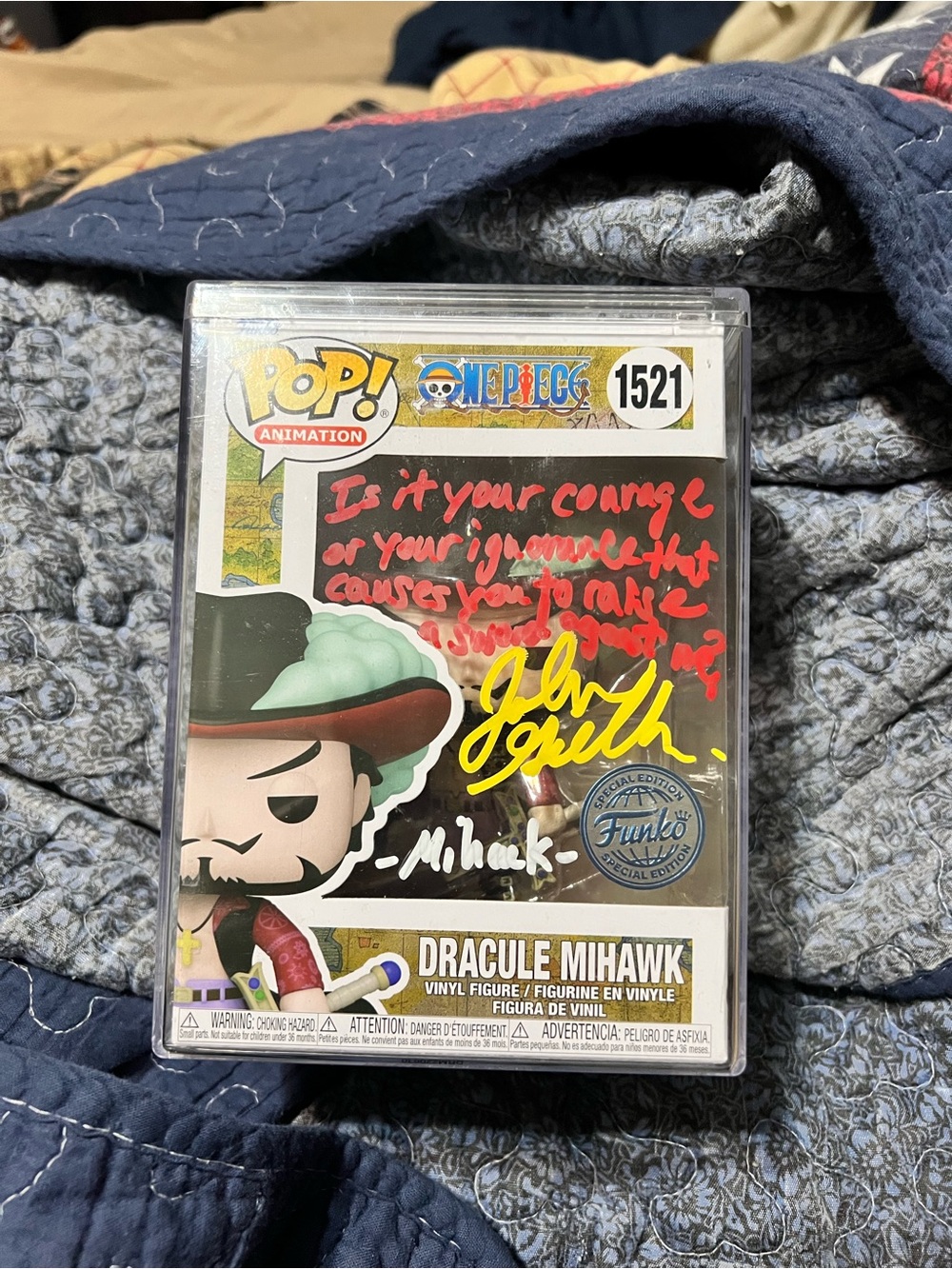 Funko Dracule Mihawk Pop! Figure with Red and Yellow Signature